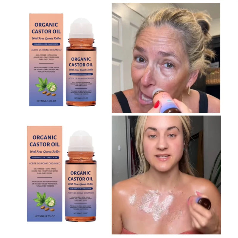 RoseLux Glide-Organic Castor Oil Roller for Hair & Skin