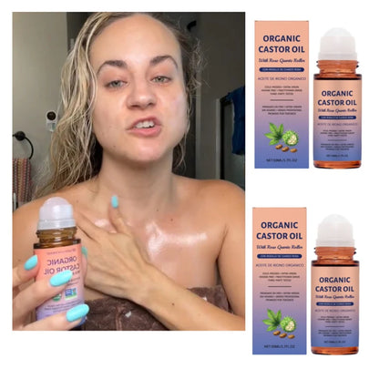 RoseLux Glide-Organic Castor Oil Roller for Hair & Skin